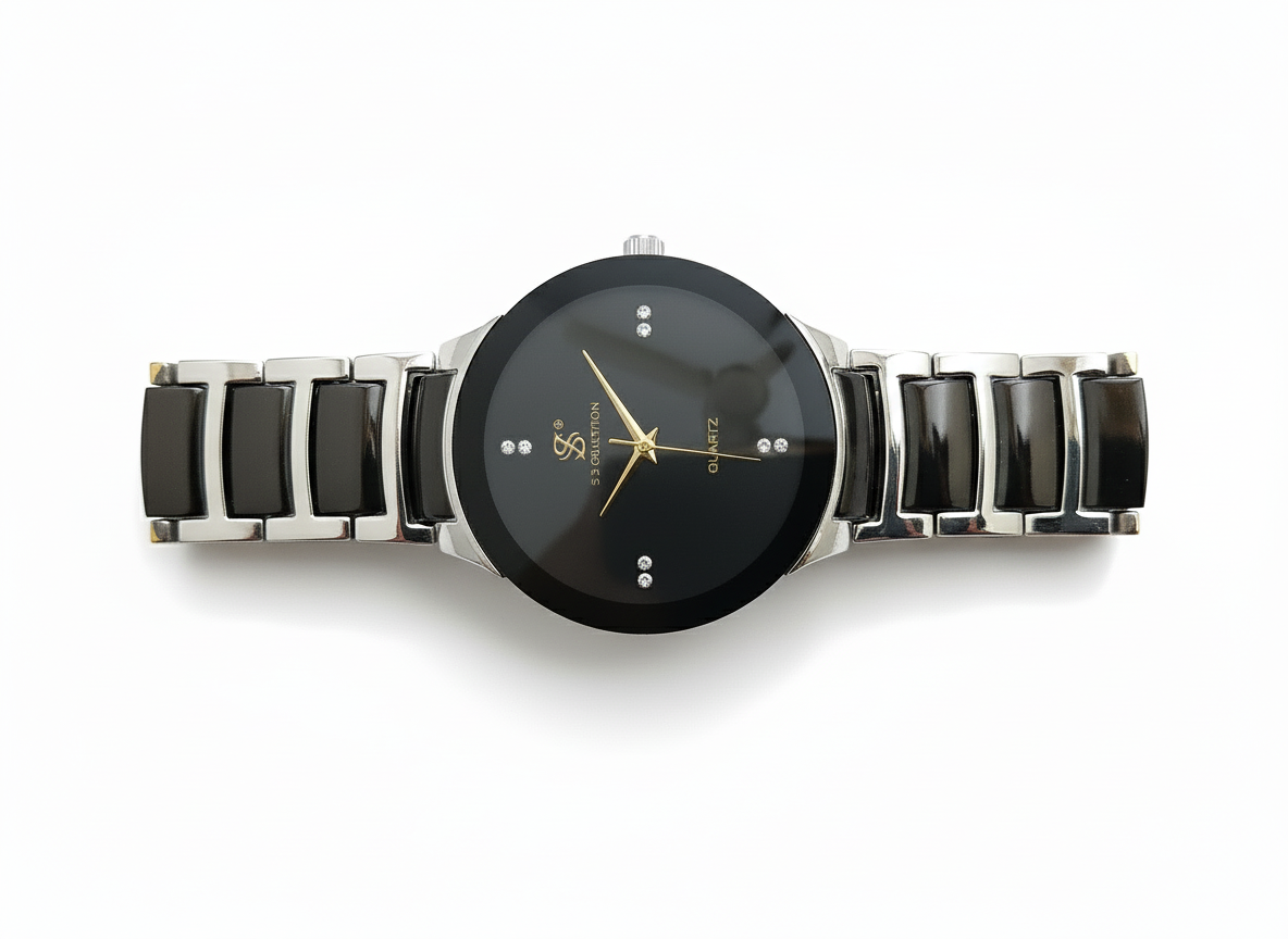 Centrix Chain Watch in Metallic Black with Golden/Silver Color Wrist Watch For Men