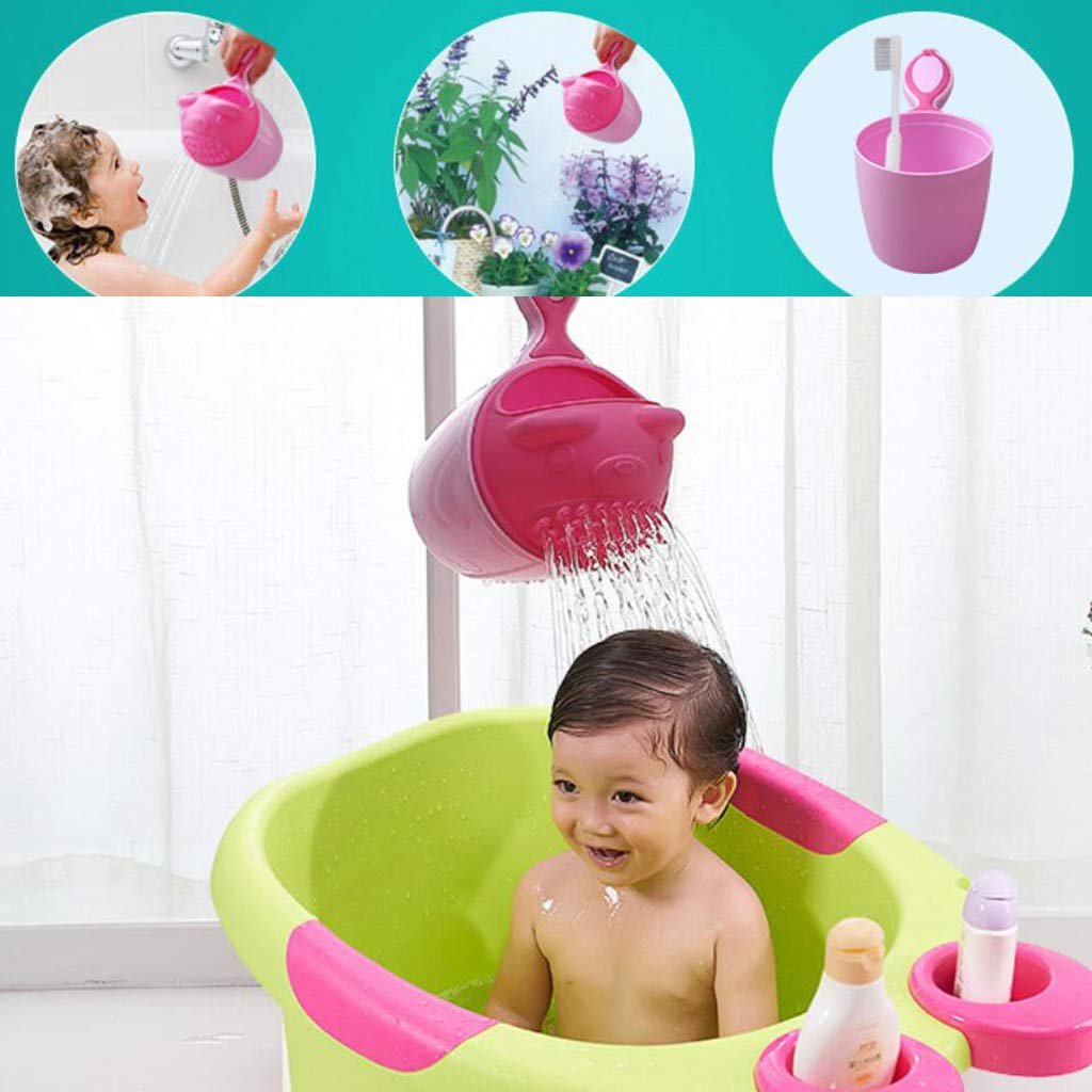 Cartoon Shaped Baby Bath Mug Shower and Holder