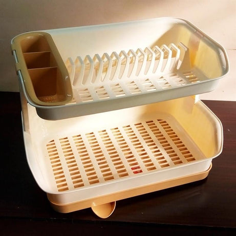 Portable Master Plastic Double Layer Utensils Dish Drainer Plate Stand Storage Organizer Rack with Box For Kitchen
