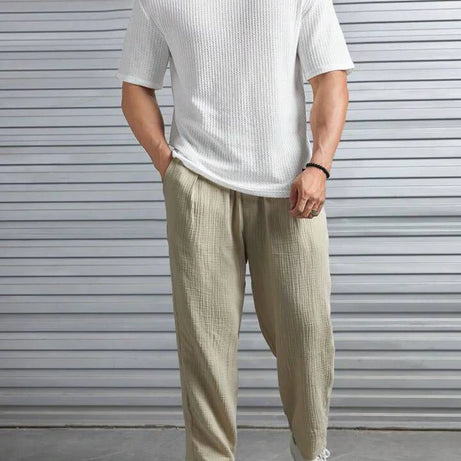 Oversized Waffle Knit Tee for Men – WHITE