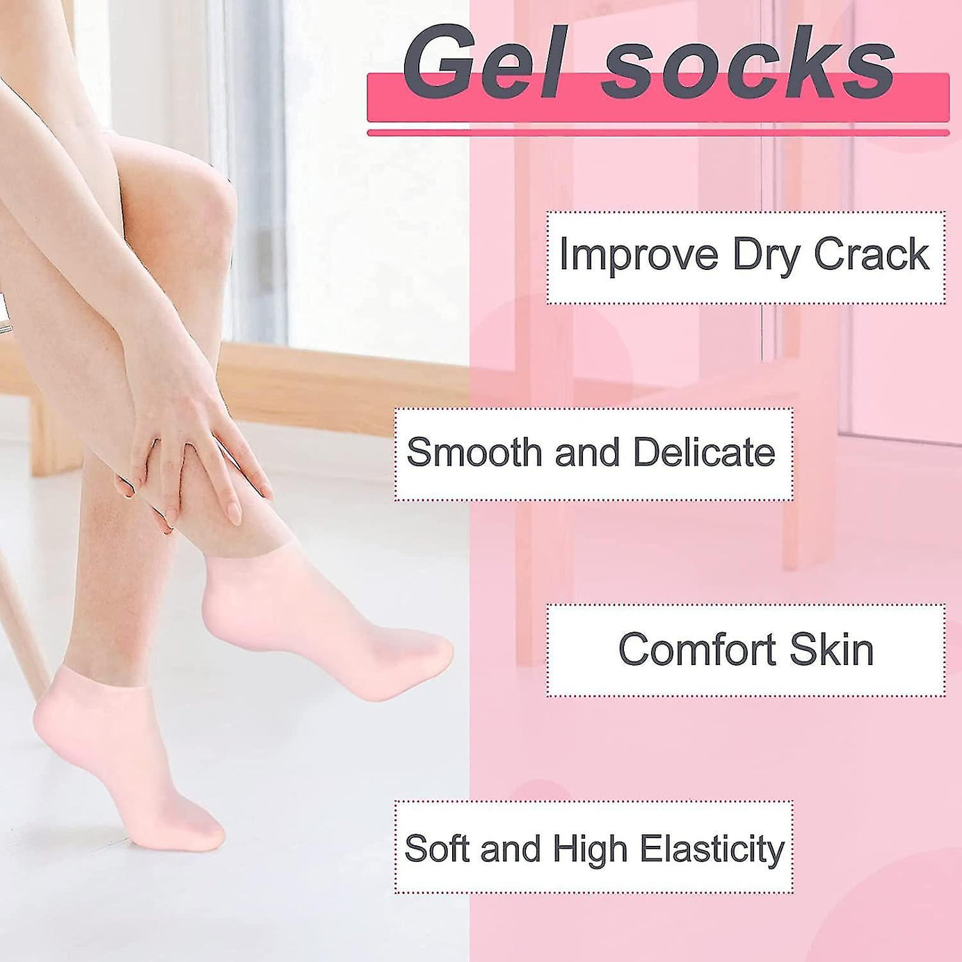 Buy 1 Pair Get 1 Pair Free Offer 4 Pcs Silicone Moisturizing Socks for Foot Care