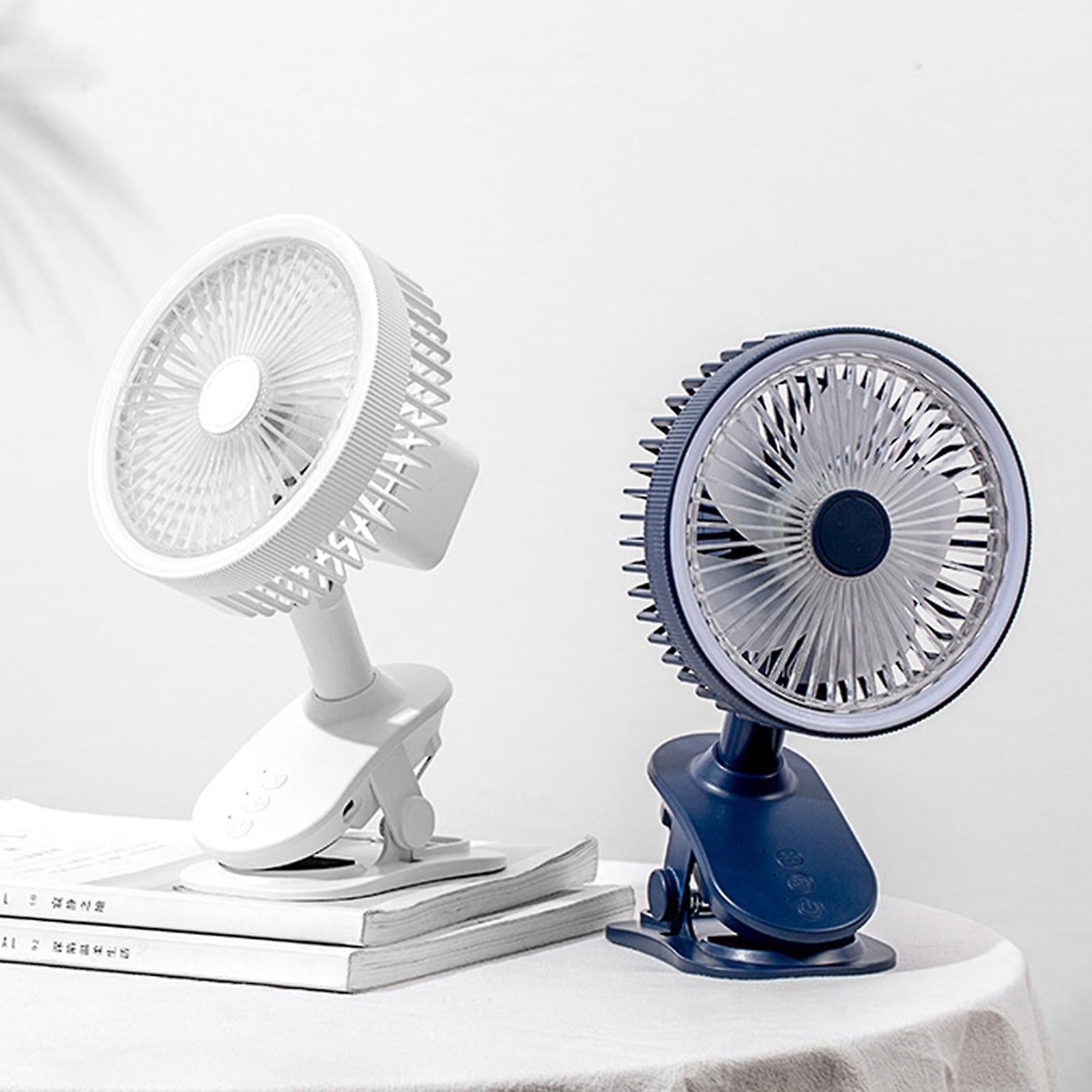 Portable USB Rechargeable Desk Fan with 3-Gears Function and Handheld Clipped and Low Noise