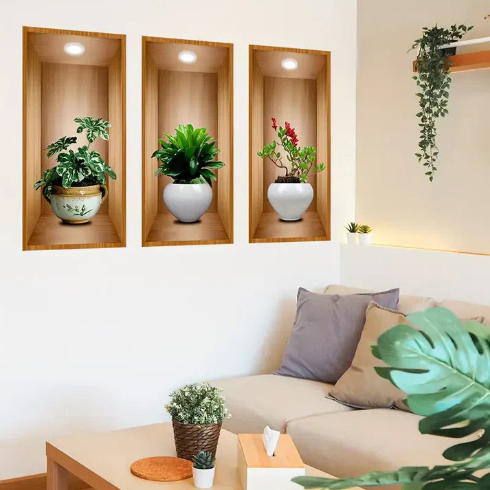 3D Plant Wall Stickers (Set of 3)
