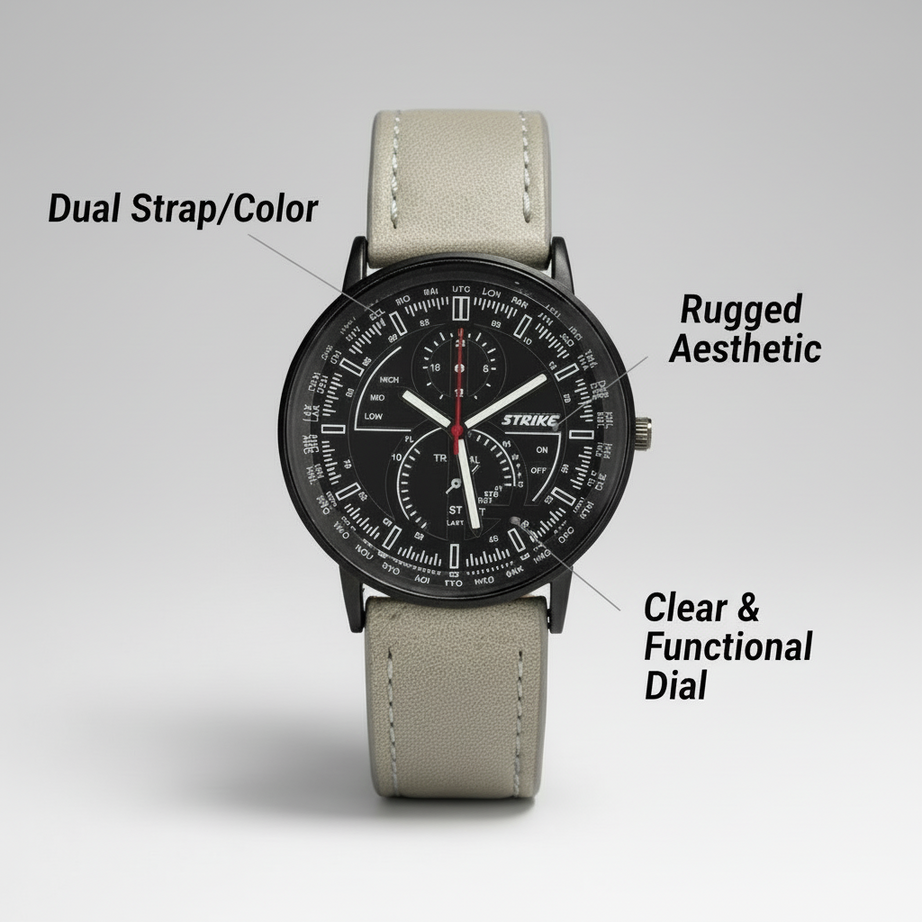 GearLine Dual Strap Gray & Blue Men Watch