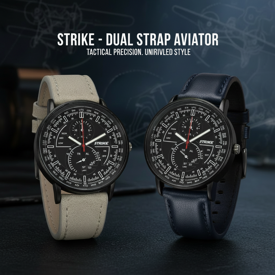 GearLine Dual Strap Gray & Blue Men Watch