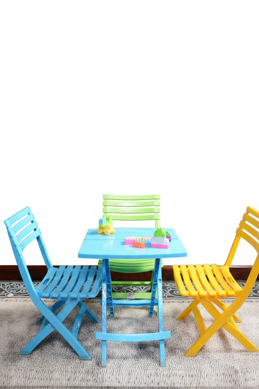Plastic Foldable Chair and Table For Kid Use In Home and Outdoor