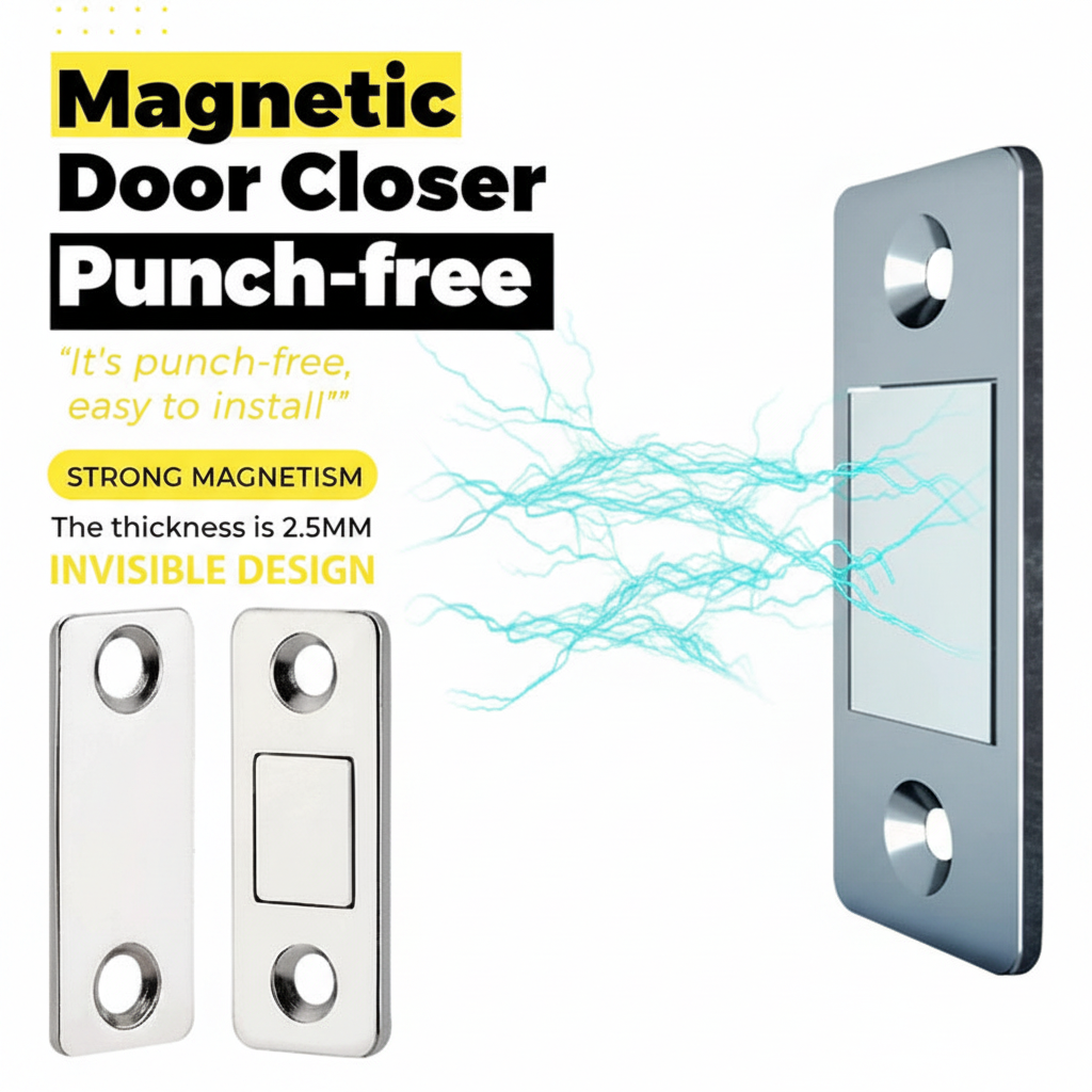 (Pack of 3 Set) Strong Door Closer Magnetic Door Catch Latch Door Magnet for Furniture Cabinet Cupboard with Screws