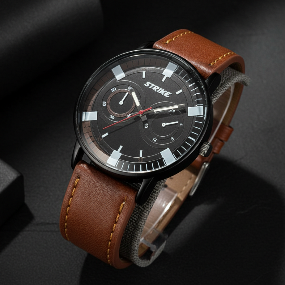 GearLine Dual Strap Black & Brown Men Watch
