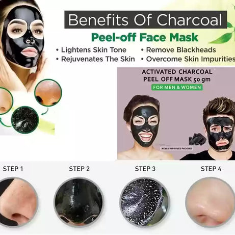 Pack of 2 Charcoal Anti-Blackhead Peel off Mask for Remove Acne Blackheads (2 Pcs)