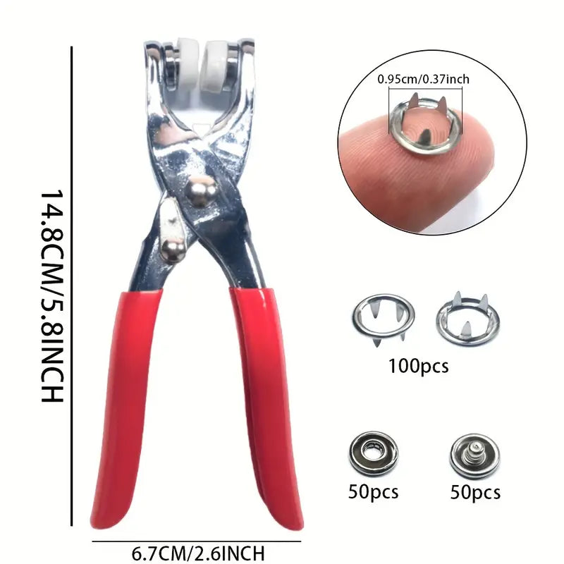Full Body Metal Snap Button Set with Hand Pressure Plier Button Press Tool Rs 999