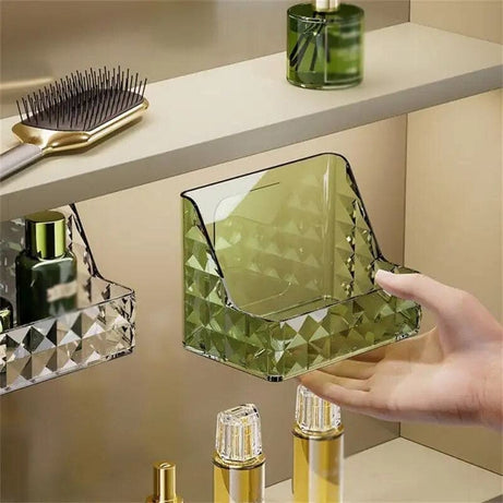 Multifunction Wall Mount Cosmetic Storage Box with Diamond Pattern