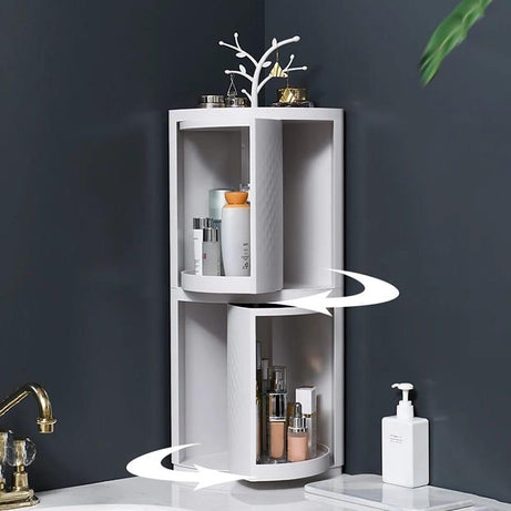 360 Degree Plastic Single and Double Layer Rotatable Corner Cabinet For Home Use