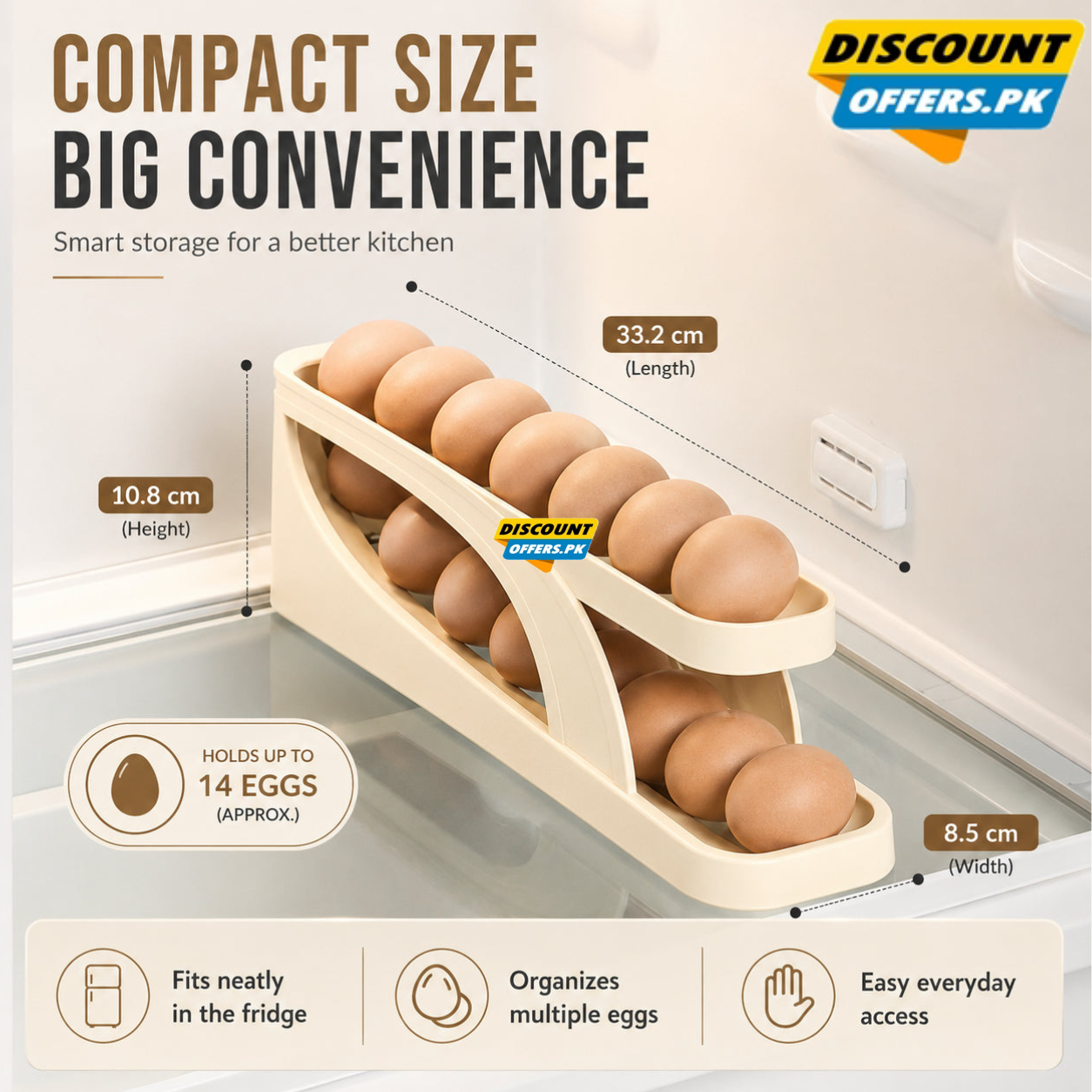 Egg Holder Dispensers With Automatically Rolling and Space Saving Egg Tray