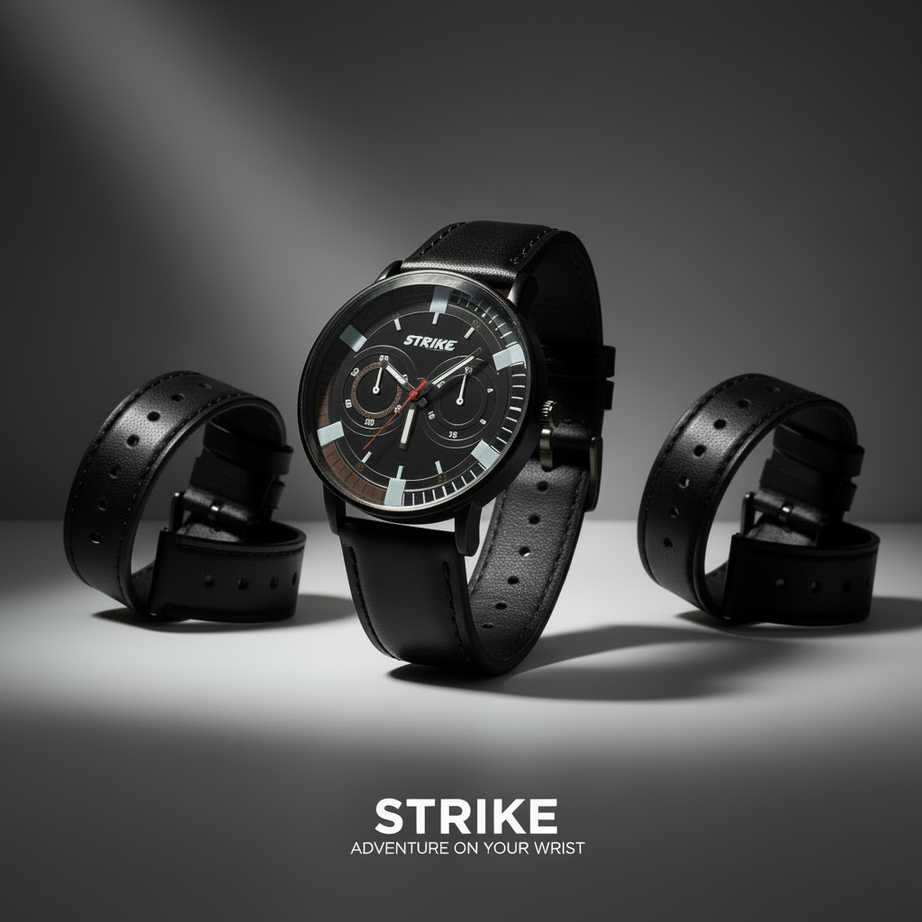 GearLine Dual Strap Black & Brown Men Watch