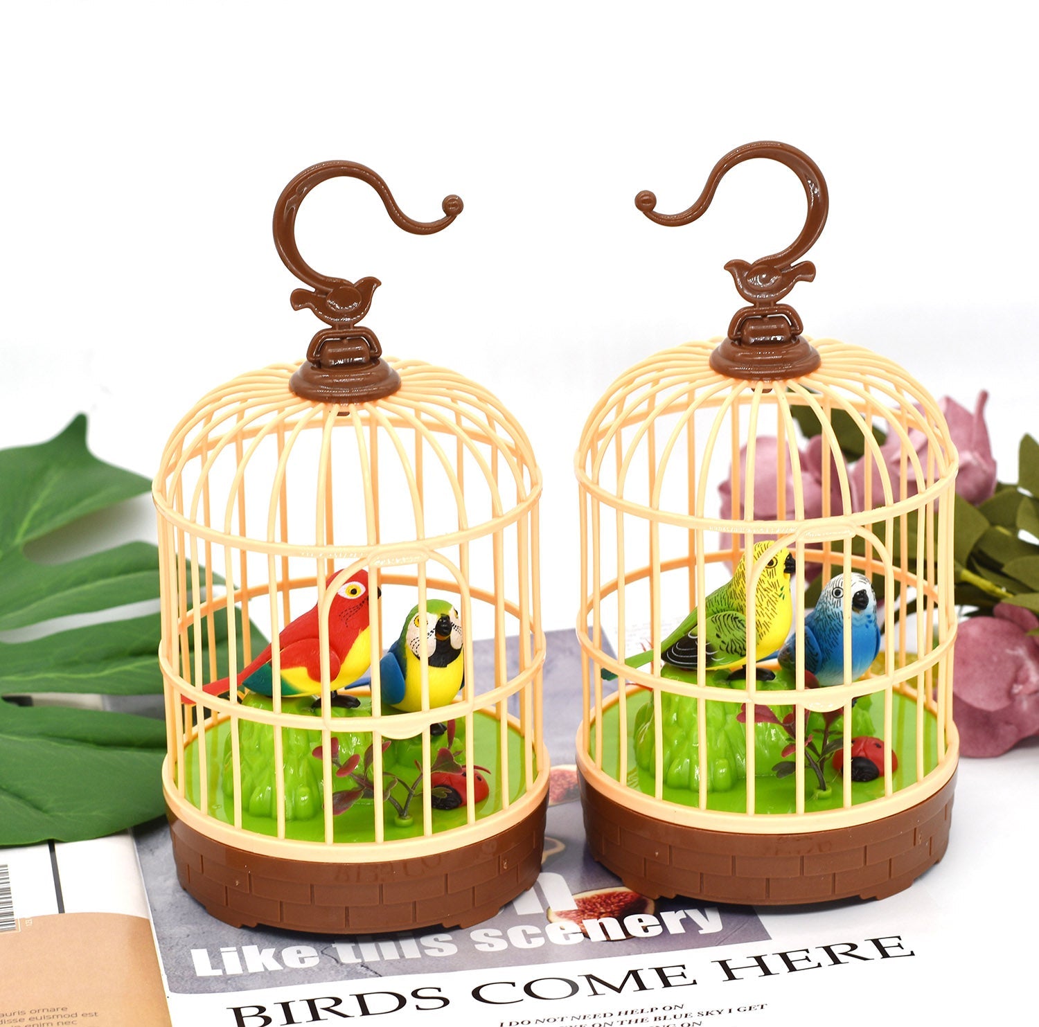 Voice-Controlled Simulation Bird Cage Toy for Kids & Babies – Realistic Pet Toy (Random Colors)