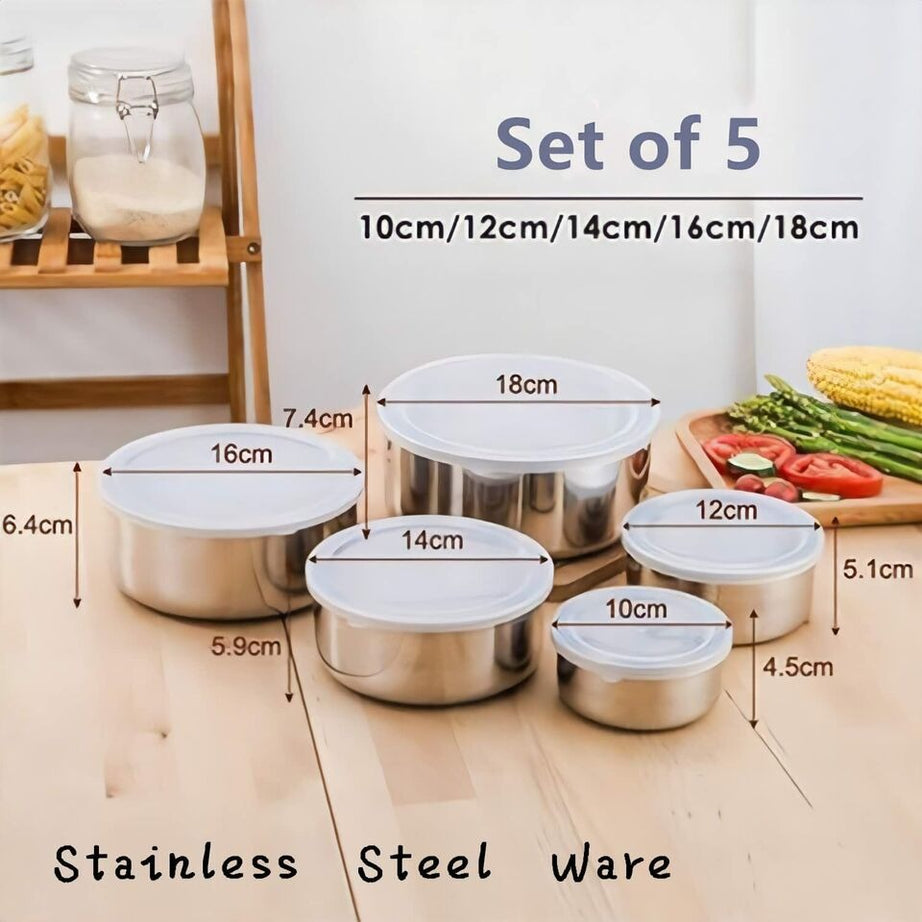 Fresh Box Set 5-Piece | Stainless Steel Food Storage Containers