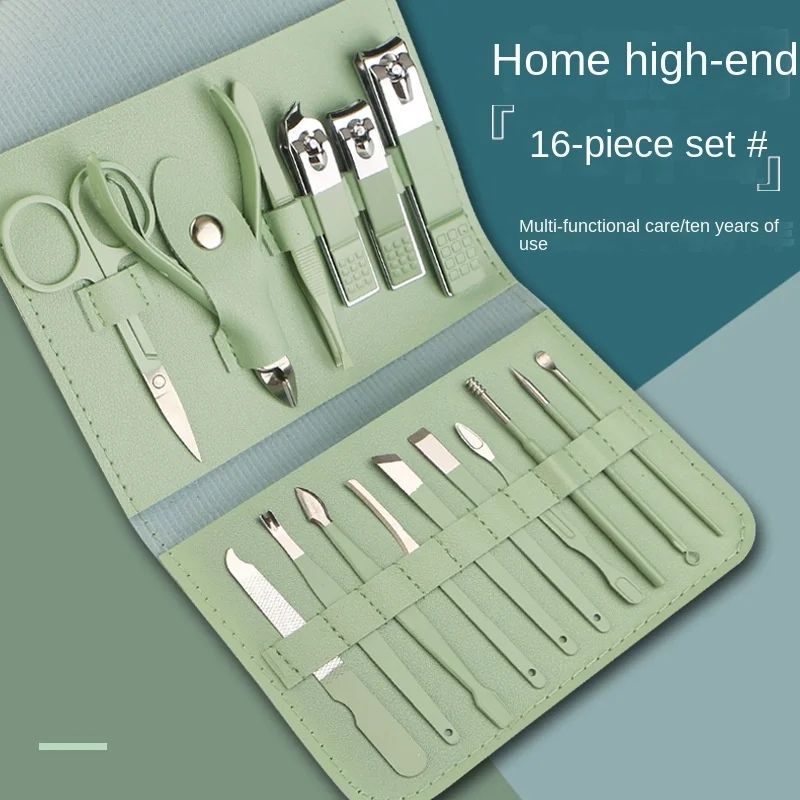 Stainless Steel Professional Manicure Pedicure Grooming Nail Clipper Kit Set For Women (16 Pcs)