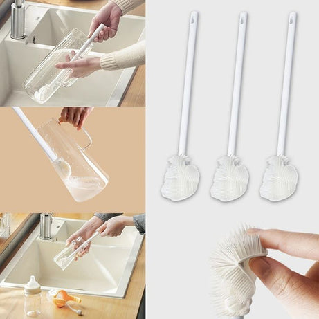 (Pack of 2) Long Handle Silicone Bottle Cup and Jars Cleaning Brush For Home and Outdoor Use