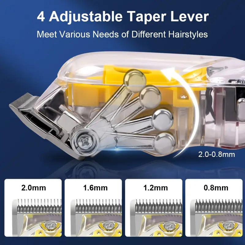USB Rechargeable Lithium Battery Powered Professional Transparent LCD Digital Display Electric Hair Clipper Trimmer for Home and Outdoor Use
