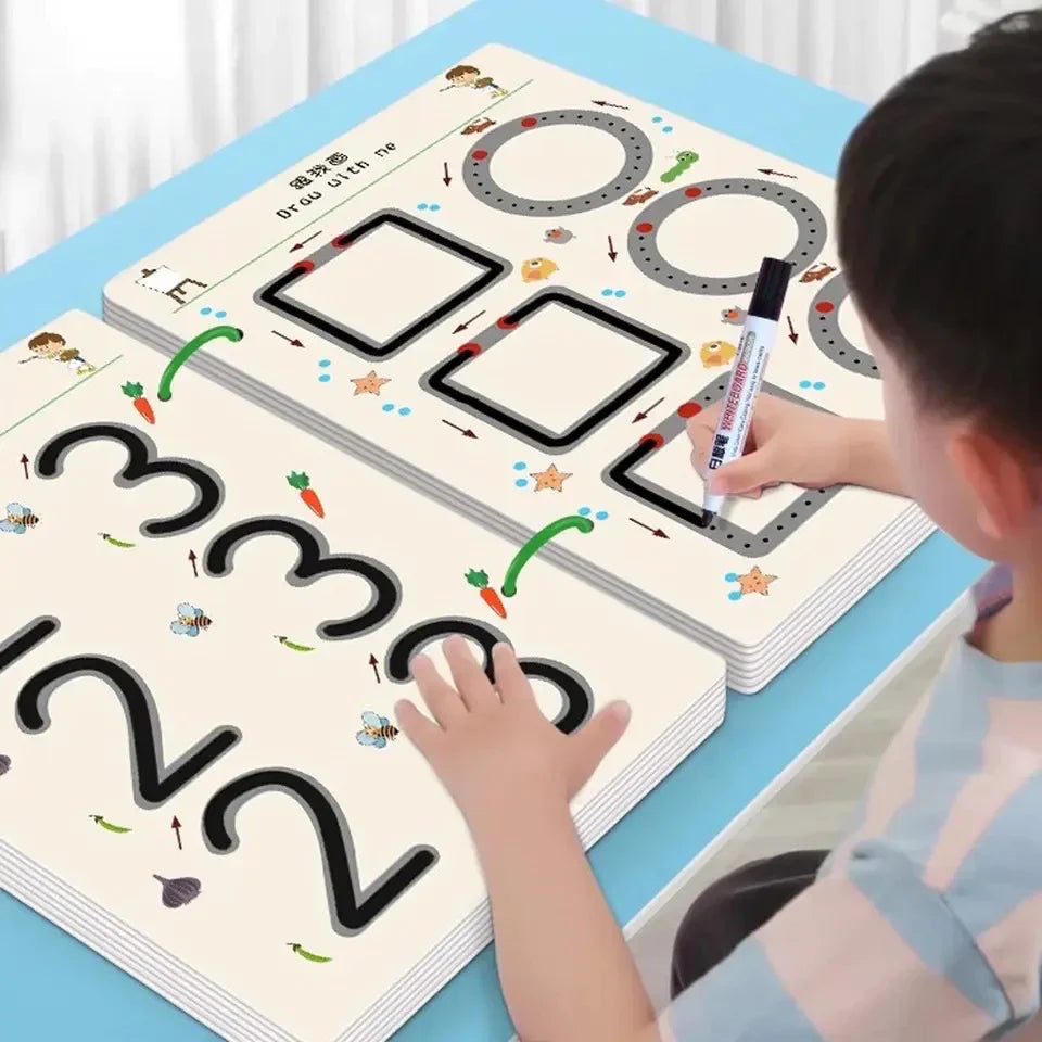 Magic Tracing Workbook Set Reusable Calligraphy Practice Drawing Copybook Learning Game Book
