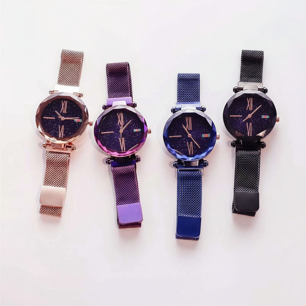 Bundle of 3 ladies Luxury Starry Sky Magnet Wrist Watches
