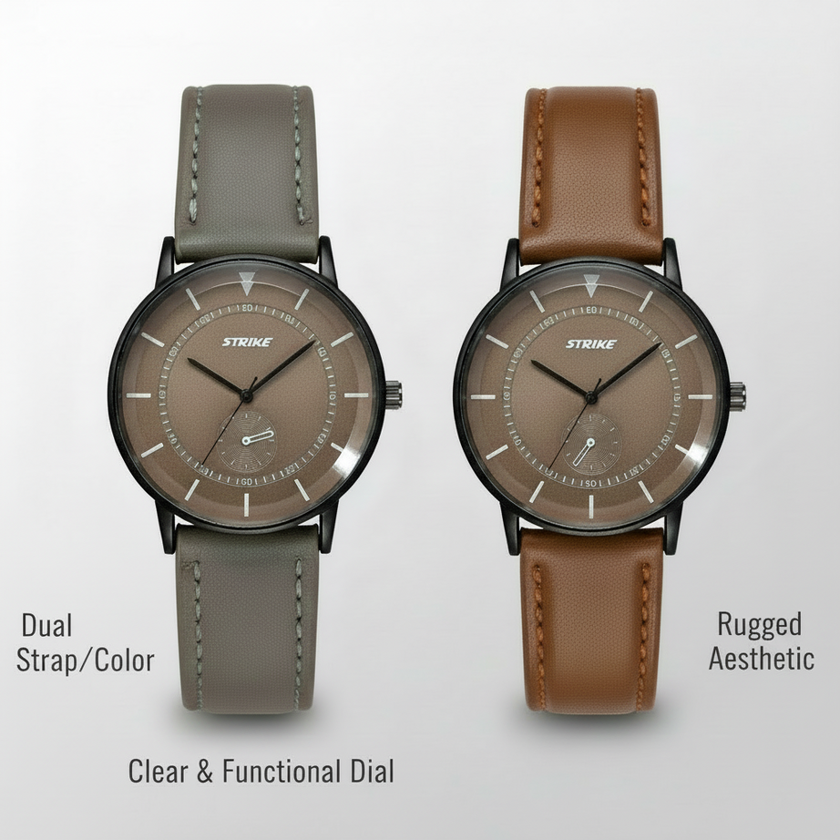 GearLine Dual Strap Deep Brown & Gray Men Watch