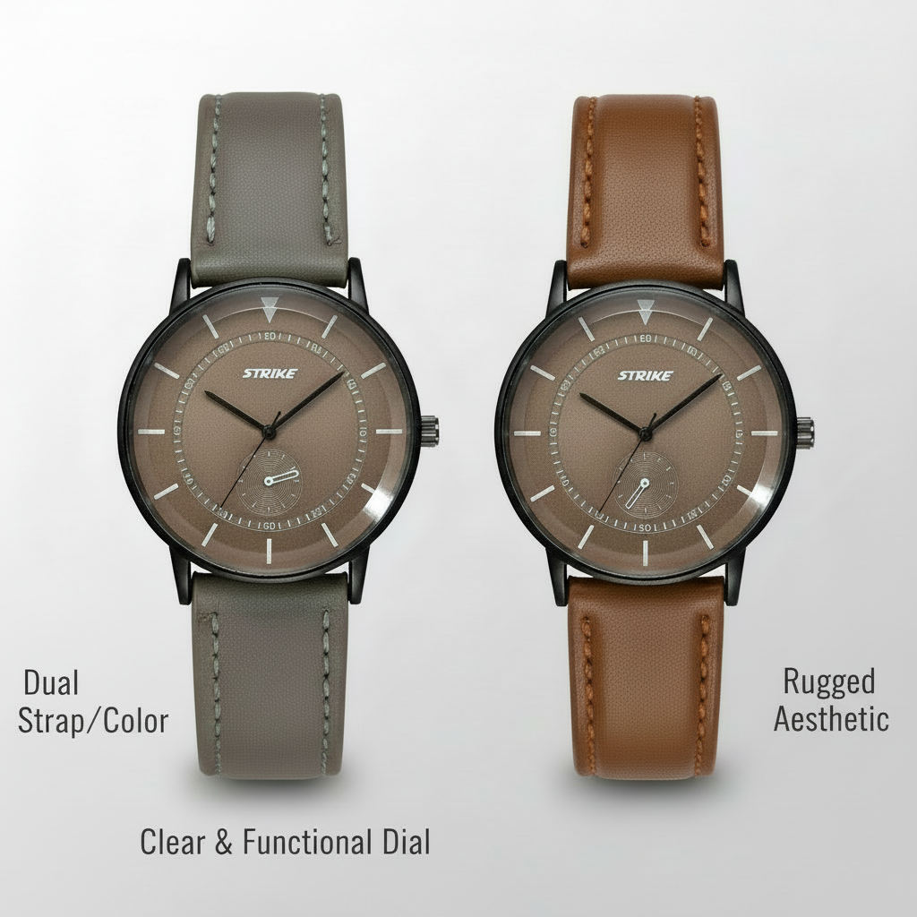 GearLine Dual Strap Deep Brown & Gray Men Watch