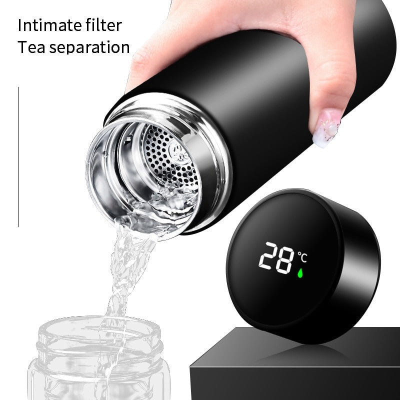 Smart Thermos Vacuum Flask With LED Temperature Display and Double Wall Insulated 500 ml Stainless Steel Keeps Hot/Cold Flask for Office/School/Gym/Car/Travel