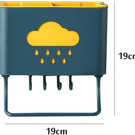Kitchen Cloud Shelf Wall Mounted Cutlery Drainer Rack With 4 Hooks &amp; Towel Holder for Kitchen