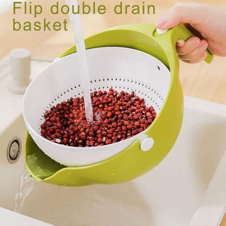 Double Layer Fruit Vegetable Washing Bowl Household Kitchen Sink Rotatable Drainer for Home and Kitchen