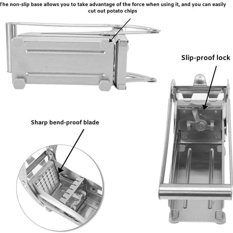 Stainless Steel French Fry Cutter Potato Slicer and Chipper Chip Cutter for Potatoes Carrots Cucumbers