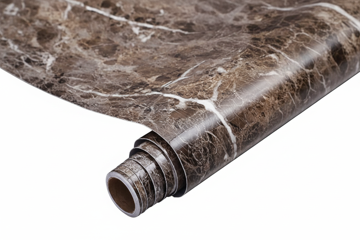 Brown Wall Paper Waterproof Heat Resistant Self Adhesive Anti Oil Kitchen Wallpaper Marble Sheet