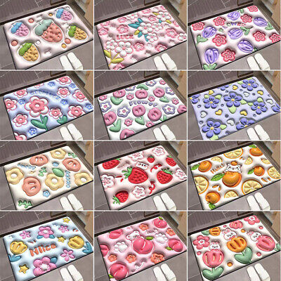 Soft Non Slip Multi Flower Design 3D Door Entrance Mat (Random Design)