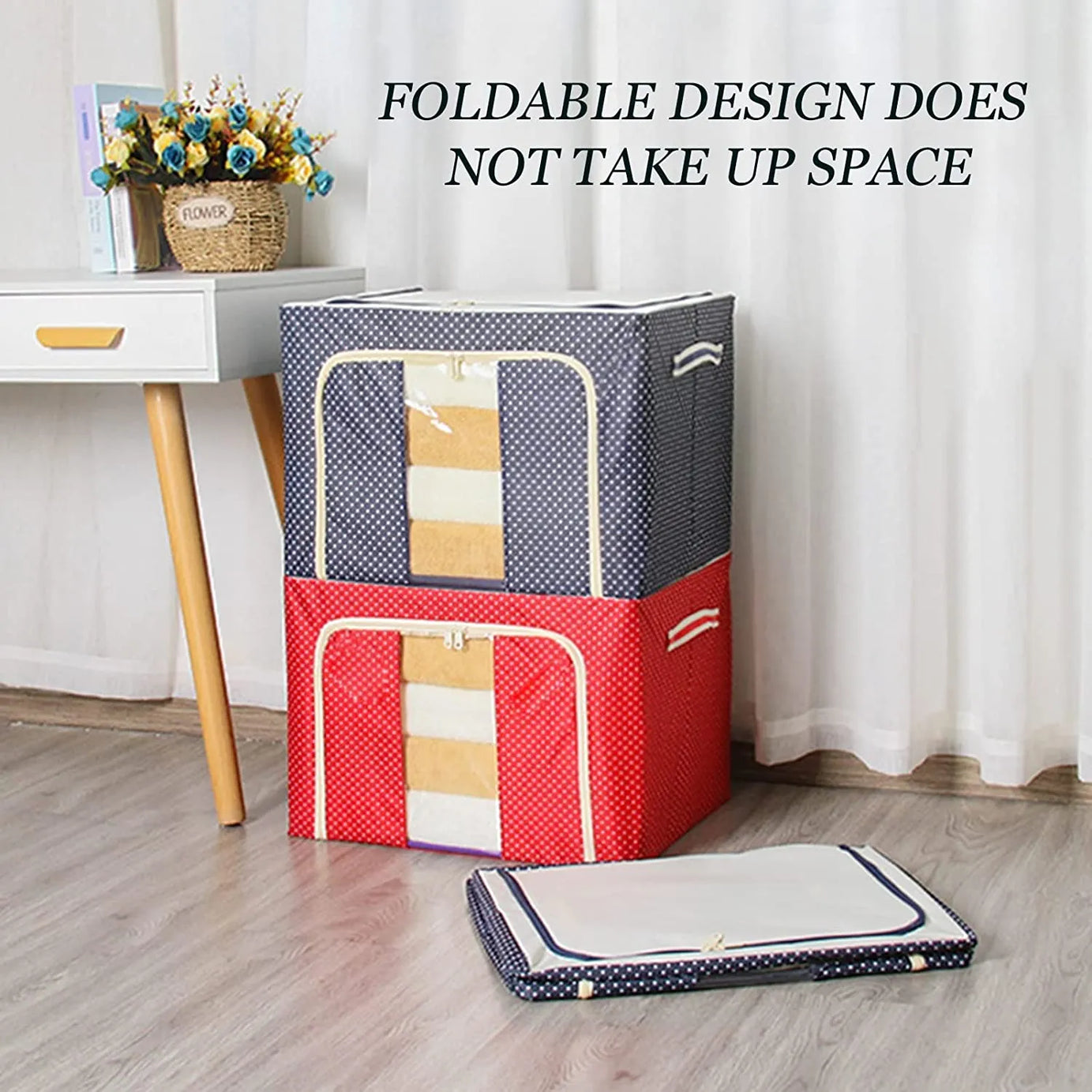 Foldable Metal Frame Clothes Storage Organizer Bags