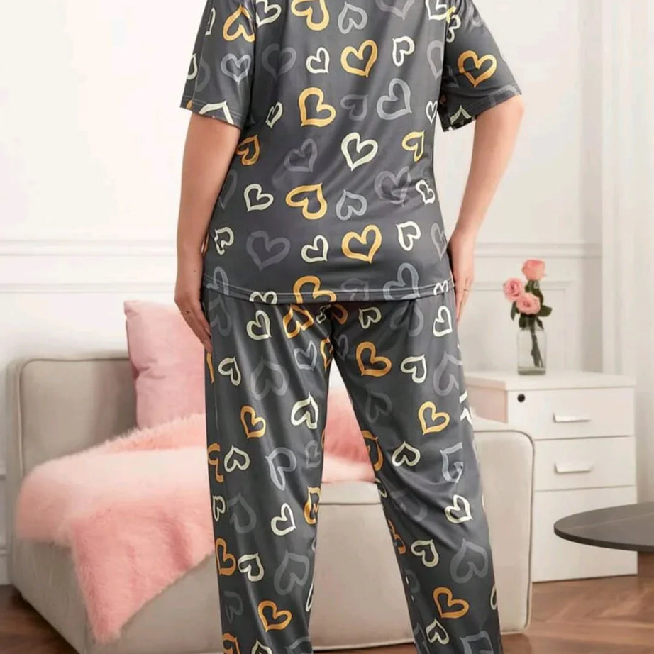 Multi Color Hearts on Gray Nightwear