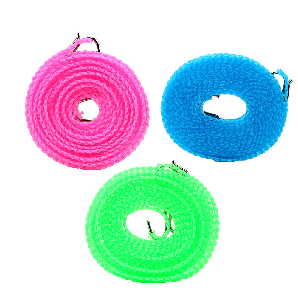 Buy 1 Get 2 Free Offer 3 Pcs Wind Proof Non Slip Nylon Hanging Drying Rope Clothes washing line with full size of 5 Meters in Rs 699