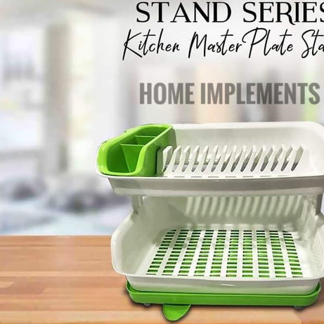 Portable Master Plastic Double Layer Utensils Dish Drainer Plate Stand Storage Organizer Rack with Box For Kitchen