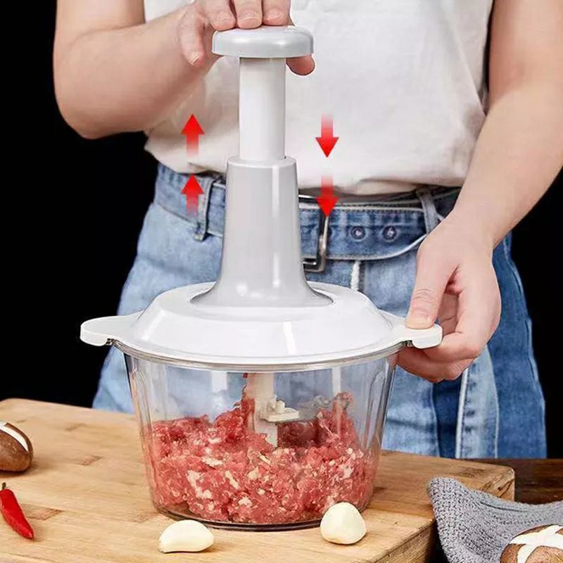 Multi-Function Hand Pushing Cooker Chopper with 4-Blades, Beater,Slicer Shredder & Grater Rs 1899