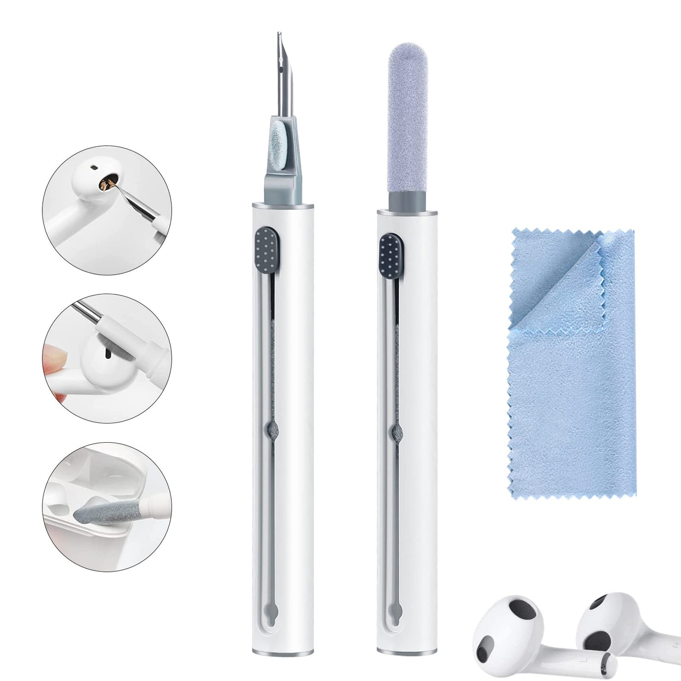 Multi-Function Portable Soft Cleaning Brush Pen 3 in 1 Tool for Airpods Camera Lens Phone in-Ear & Headphones Case