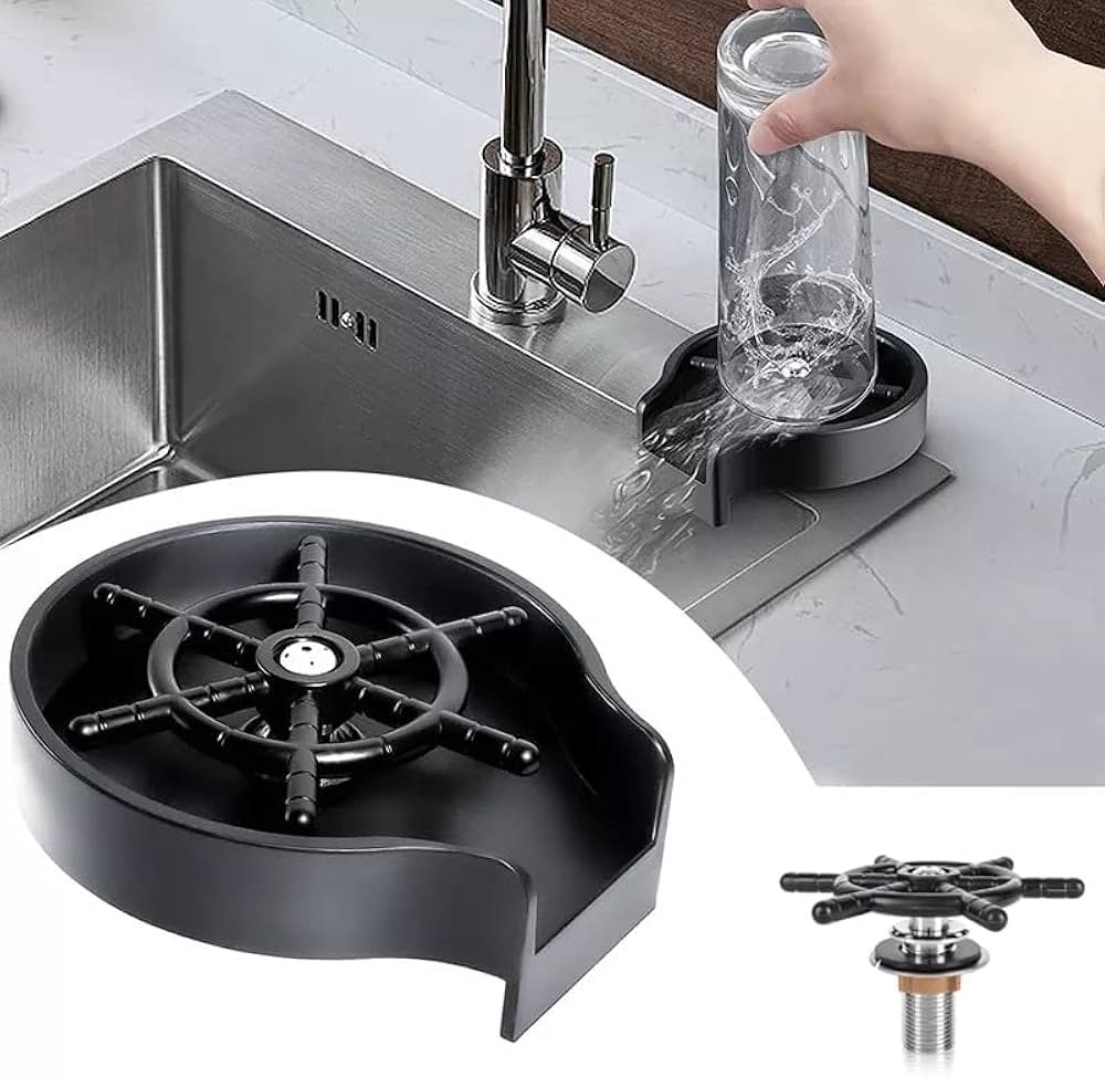 Automatic Cup Washer Kitchen Sink Glass Rinser Faucet Attachment Bottle Quick Flushing Device Water Saving Cleaner