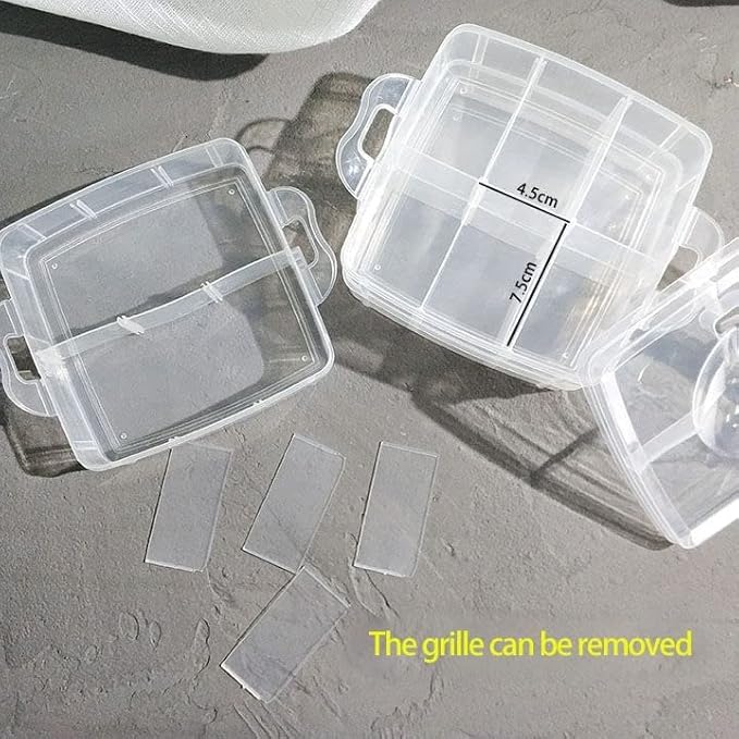 Adjustable Stackable Rectangular Plastic Storage Box Organizer with Dividers and Removable Compartments for Beading Jewelry Making Craft Art Hair Accessories and Supplies in Casual Style