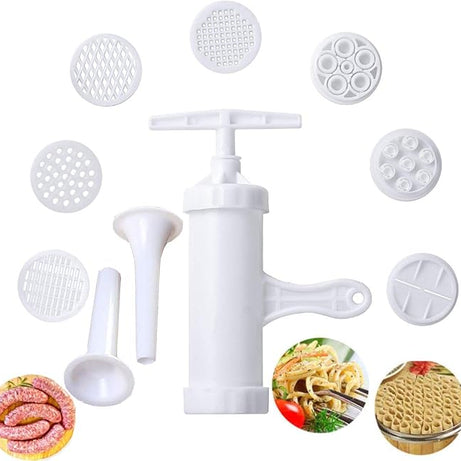 Manual Pasta/Noodle Maker and Press Vegetable Juice with 9 Press Molds to Make Spaghetti Grease Cn Noodles