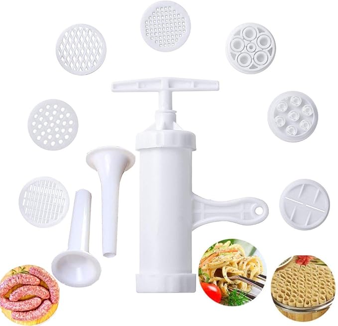 Manual Pasta/Noodle Maker and Press Vegetable Juice with 9 Press Molds to Make Spaghetti Grease Cn Noodles