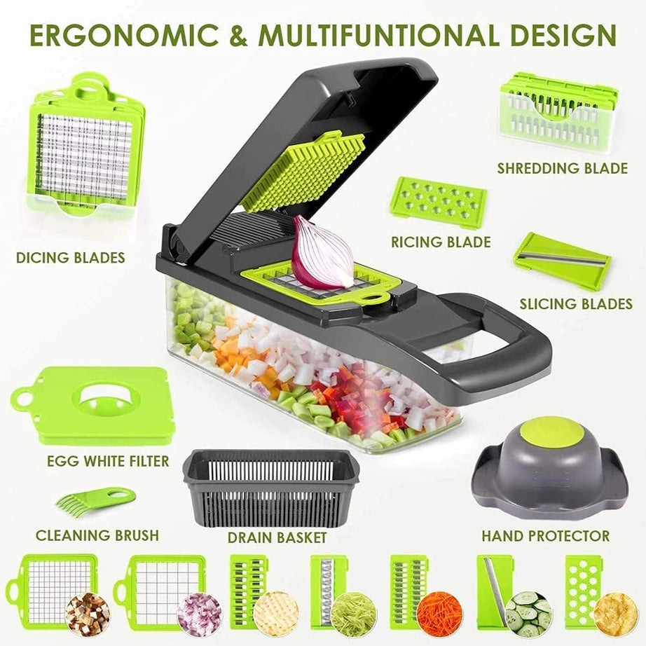 16 in 1 Multifunctional Vegetable Slicer Cutter Shredders Slicer with Basket for Fruit Potato and Vegetable