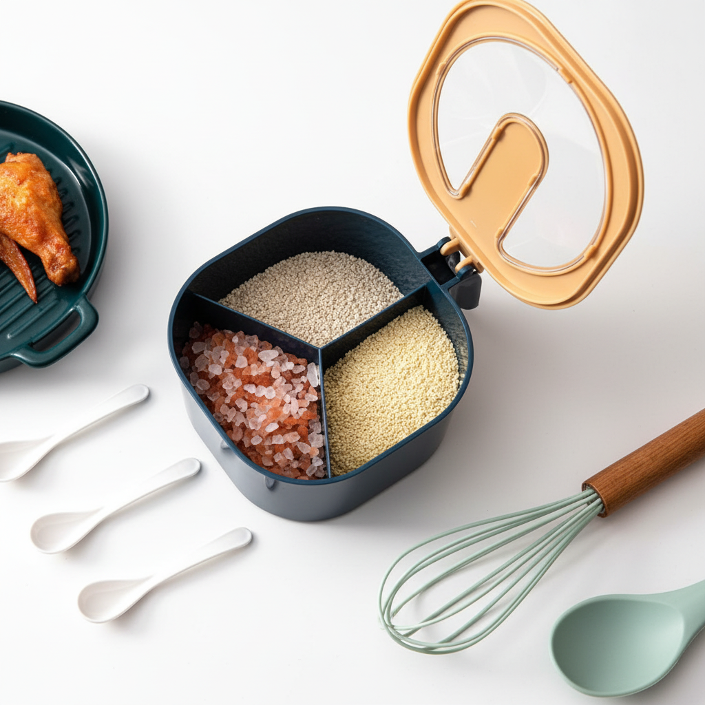 (Pack of 2) High Quality 4 In 1 Partition Kitchen Seasoning Spice Box For Kitchen