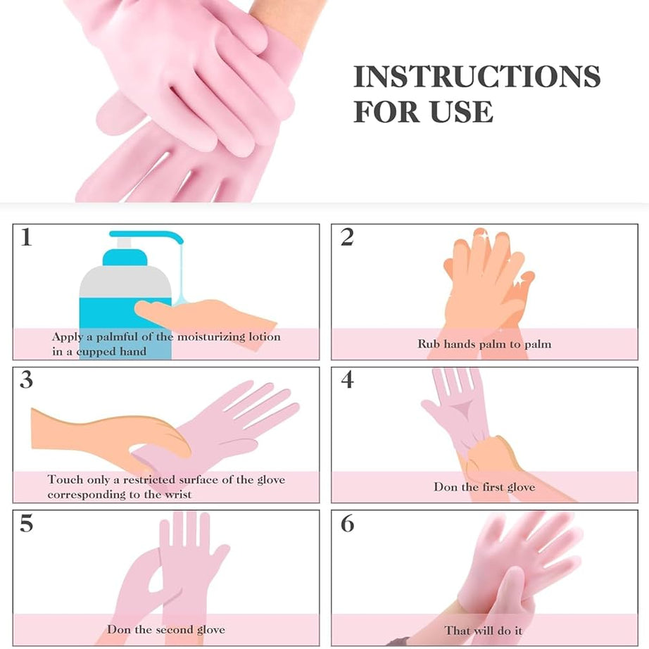 1 Pair Silicone Moisturizing Lotion Gel Gloves For Eczema and Rough Dry Skin Treatment