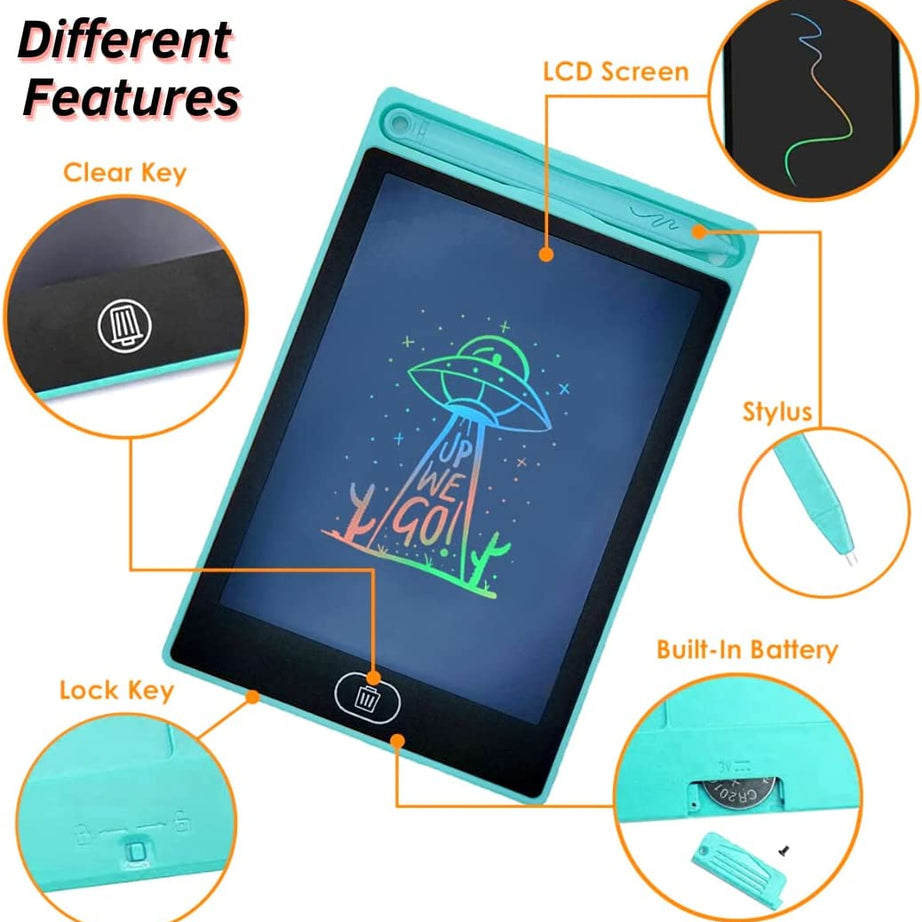 Erasable LCD Writing Tablet For Kids with 8.5 inches Screen and Multicolor Electronic Slate