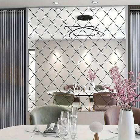 3D Acrylic Diamond Shape Self Adhesive Wall Arts Decals Stickers Set For Home Decoration