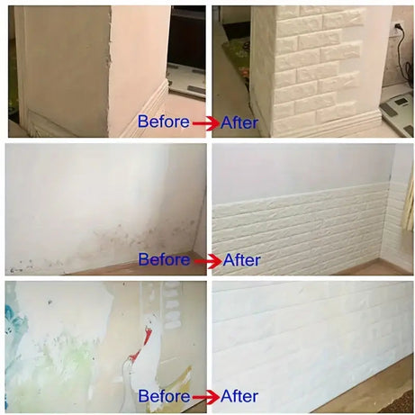 3D Self-Adhesive White Brick Foam Wall Panels and Tile Wallpaper Stickers