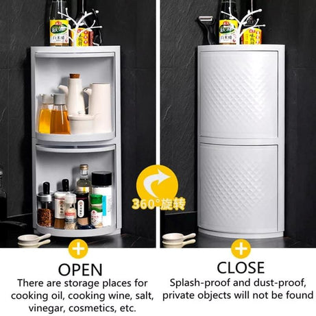 360 Degree Plastic Single and Double Layer Rotatable Corner Cabinet For Home Use